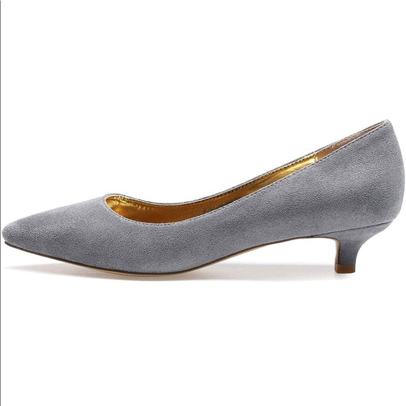 NWT Castamere Pointed Toe Kitten Heels in Gray Suede - Picture 2 of 13